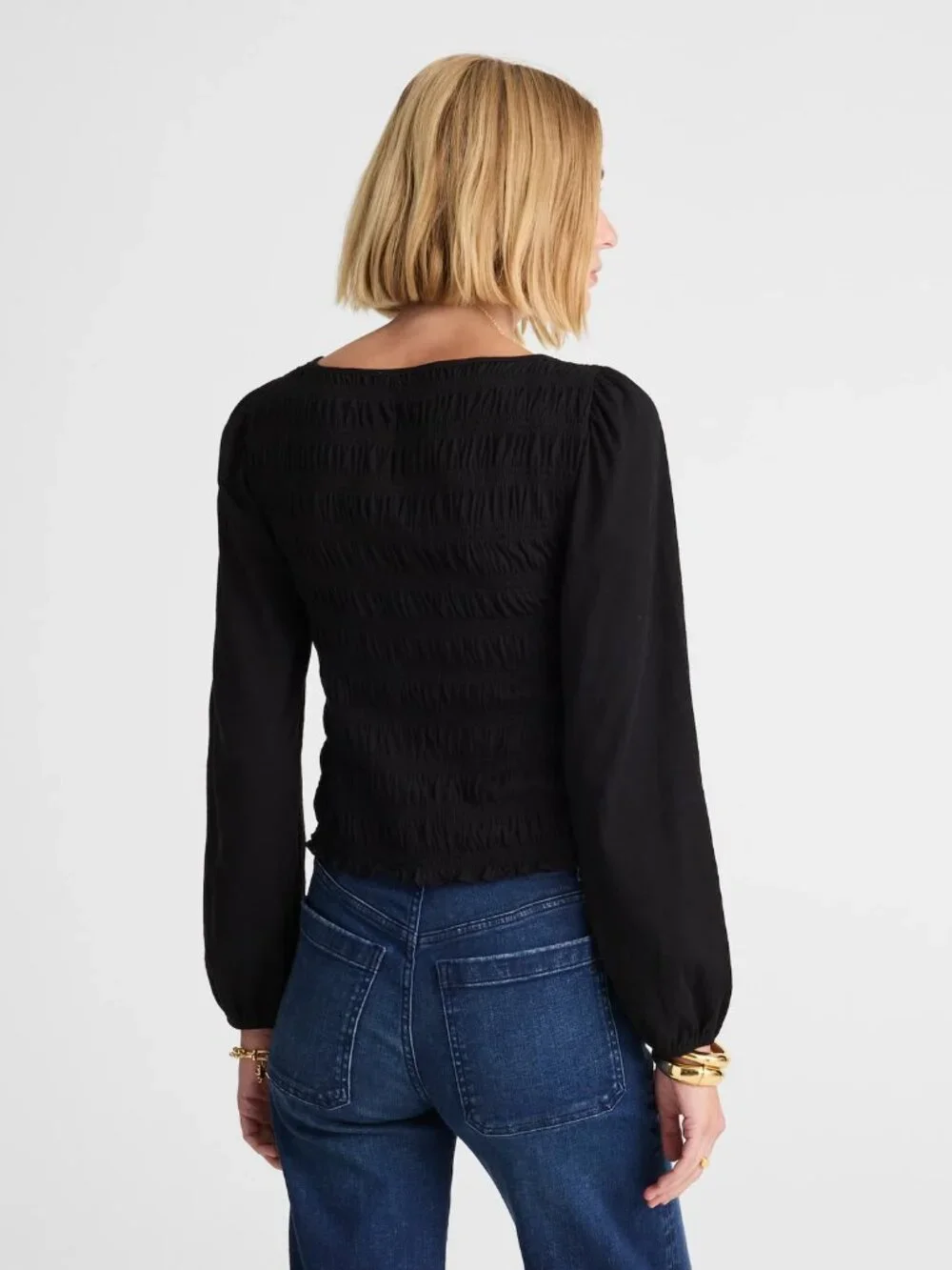 Madewell Smocked Boatneck Top-NWT